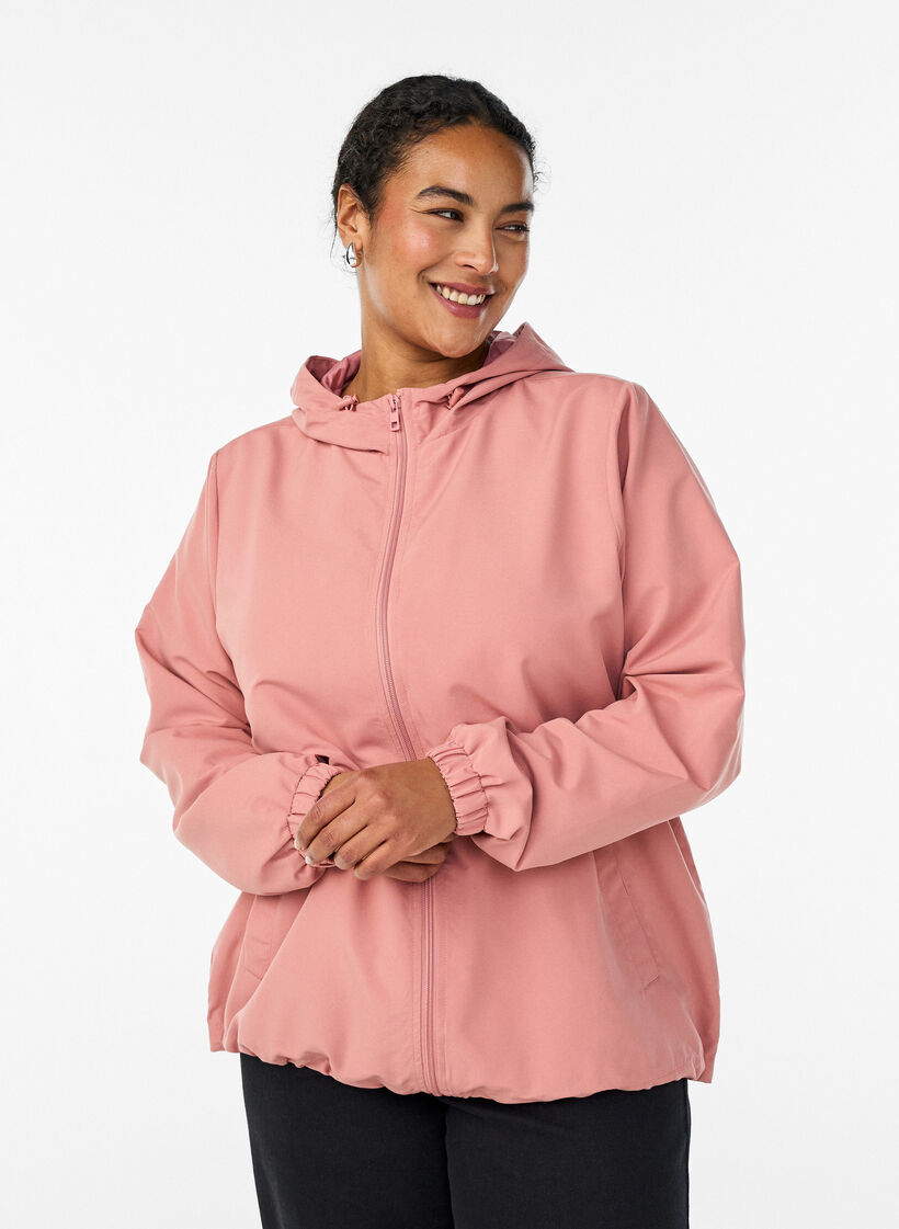 Veste l&eacute;g&egrave;re avec capuche et fermeture &eacute;clair, Rose, Model image number 0