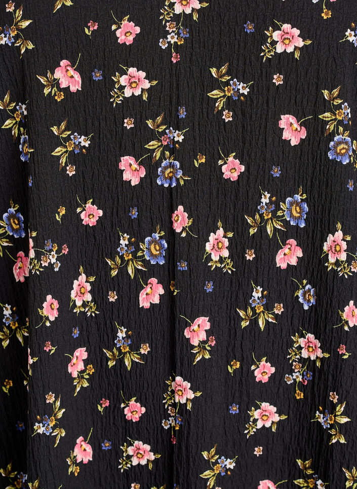 Robe &agrave; manches courtes avec col en V, Noir, Packshot image number 2