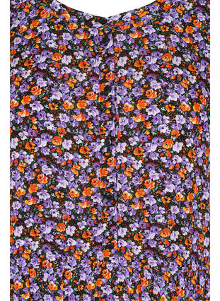 Robe en viscose à manches courtes en forme trapèze , Purple Ditsy Flower, Packshot image number 2