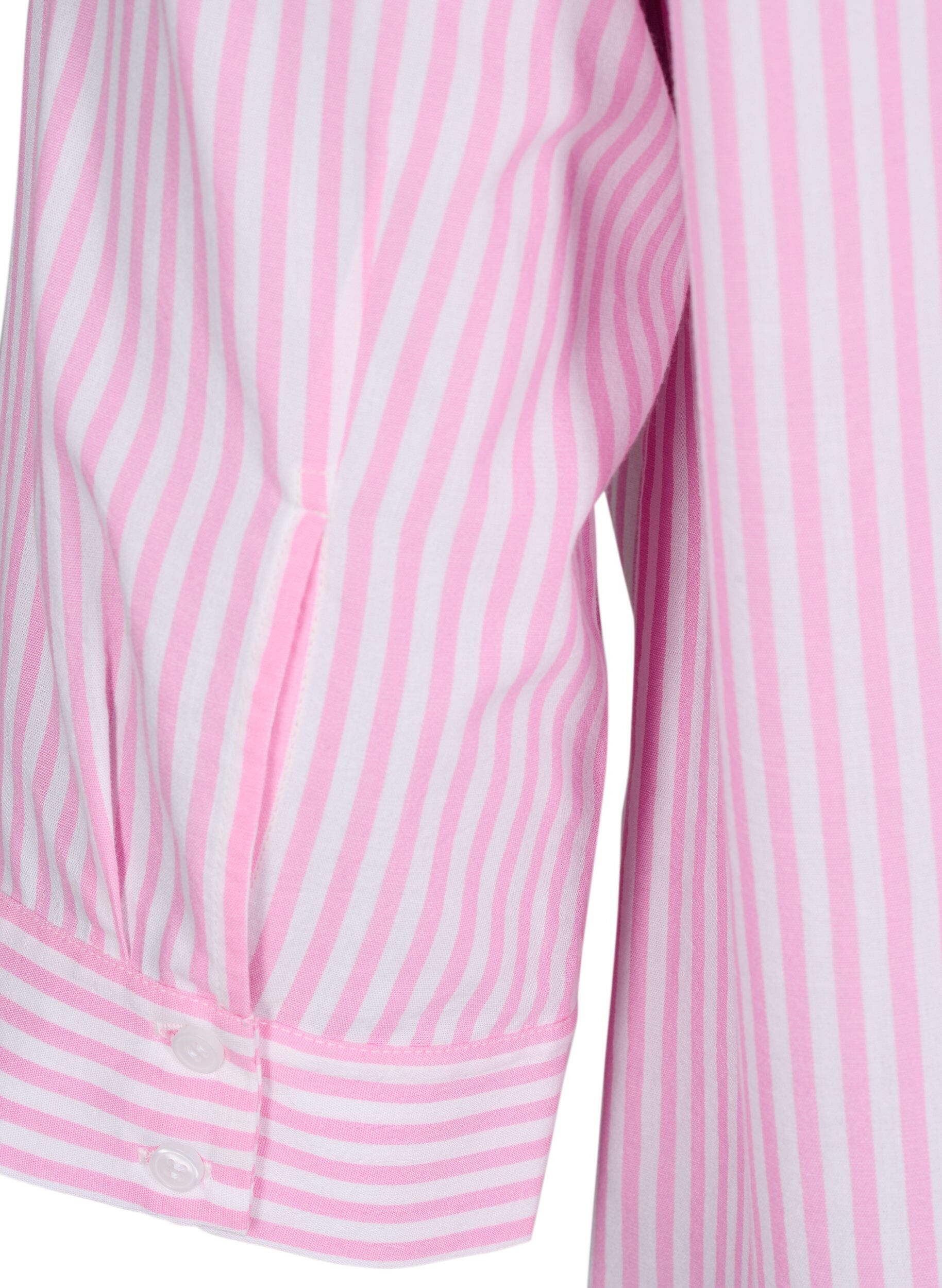 Zizzi Chemise longue &agrave; rayures avec manches 3/4, Rose, Packshot image number 4