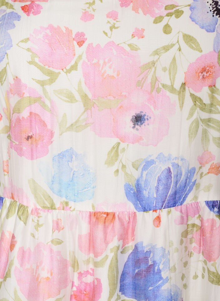 Robe longue fleurie en lyocell avec volants, Blanc, Packshot image number 2
