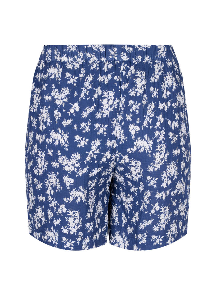 Short de nuit en coton fleuri, V. Indigo Flower AOP, Packshot image number 1