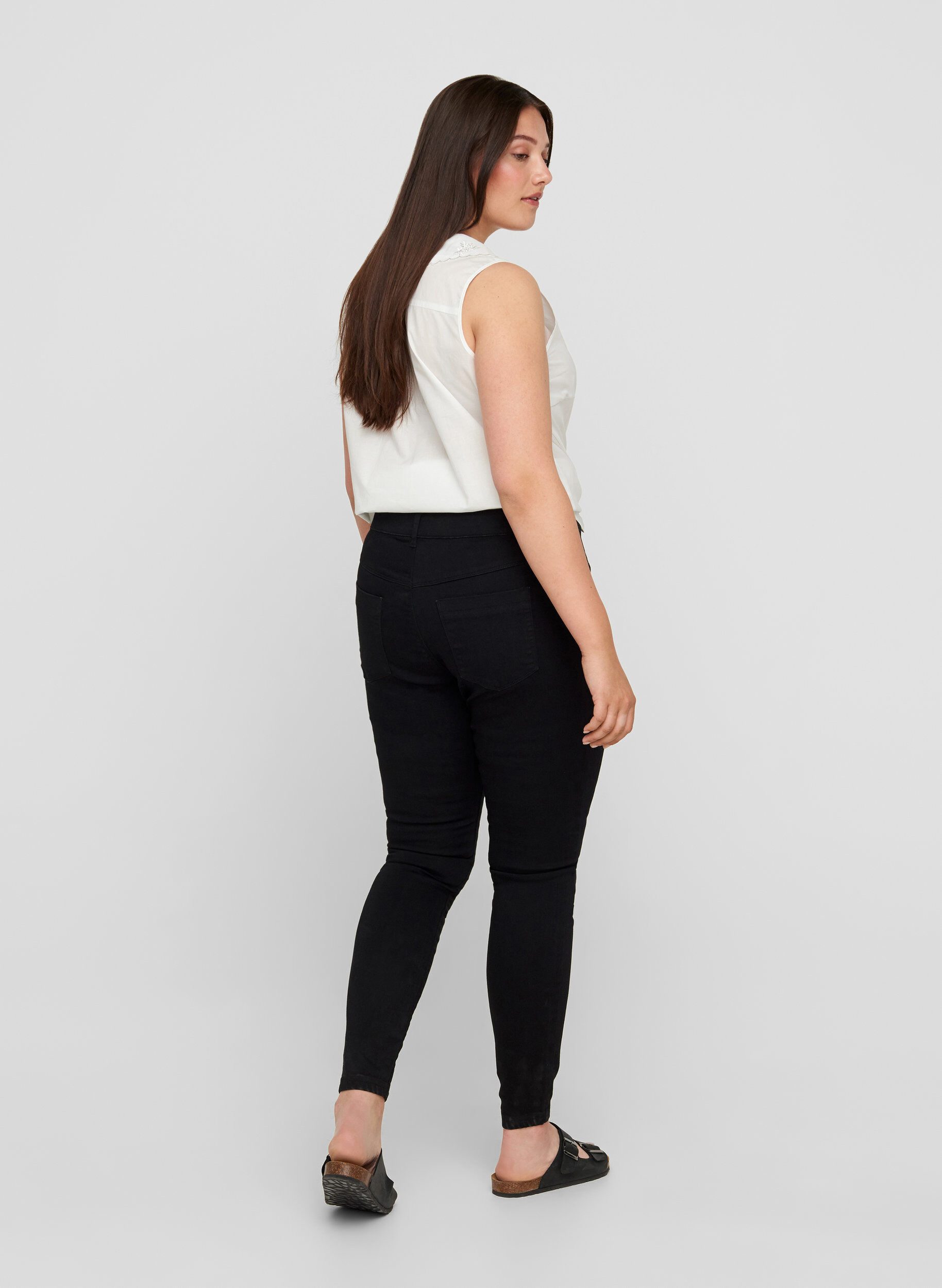 Zizzi Jegging en coton m&eacute;lang&eacute;, Black, Model image number 1