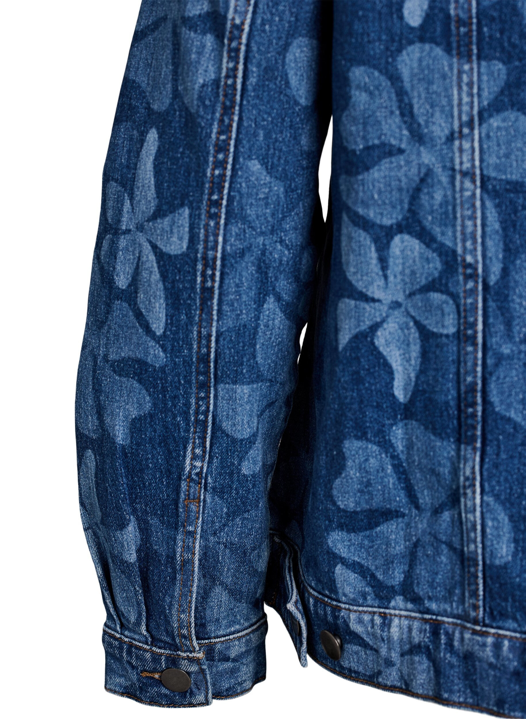 Zizzi Veste en jean avec imprim&eacute; floral, Bleu, Packshot image number 3