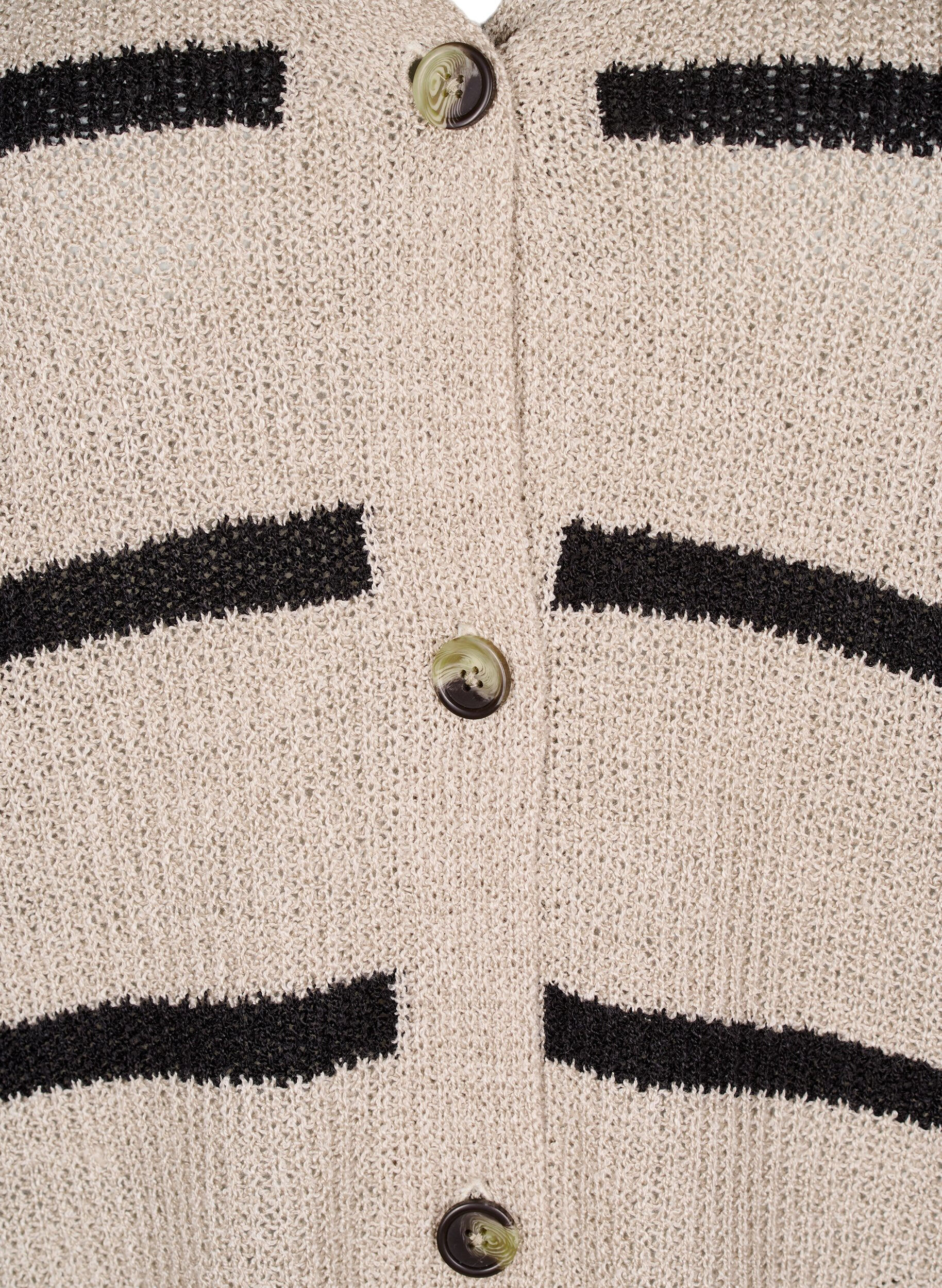 Zizzi FLASH - Cardigan en tricot avec rayures et boutons, Beige, Packshot image number 2