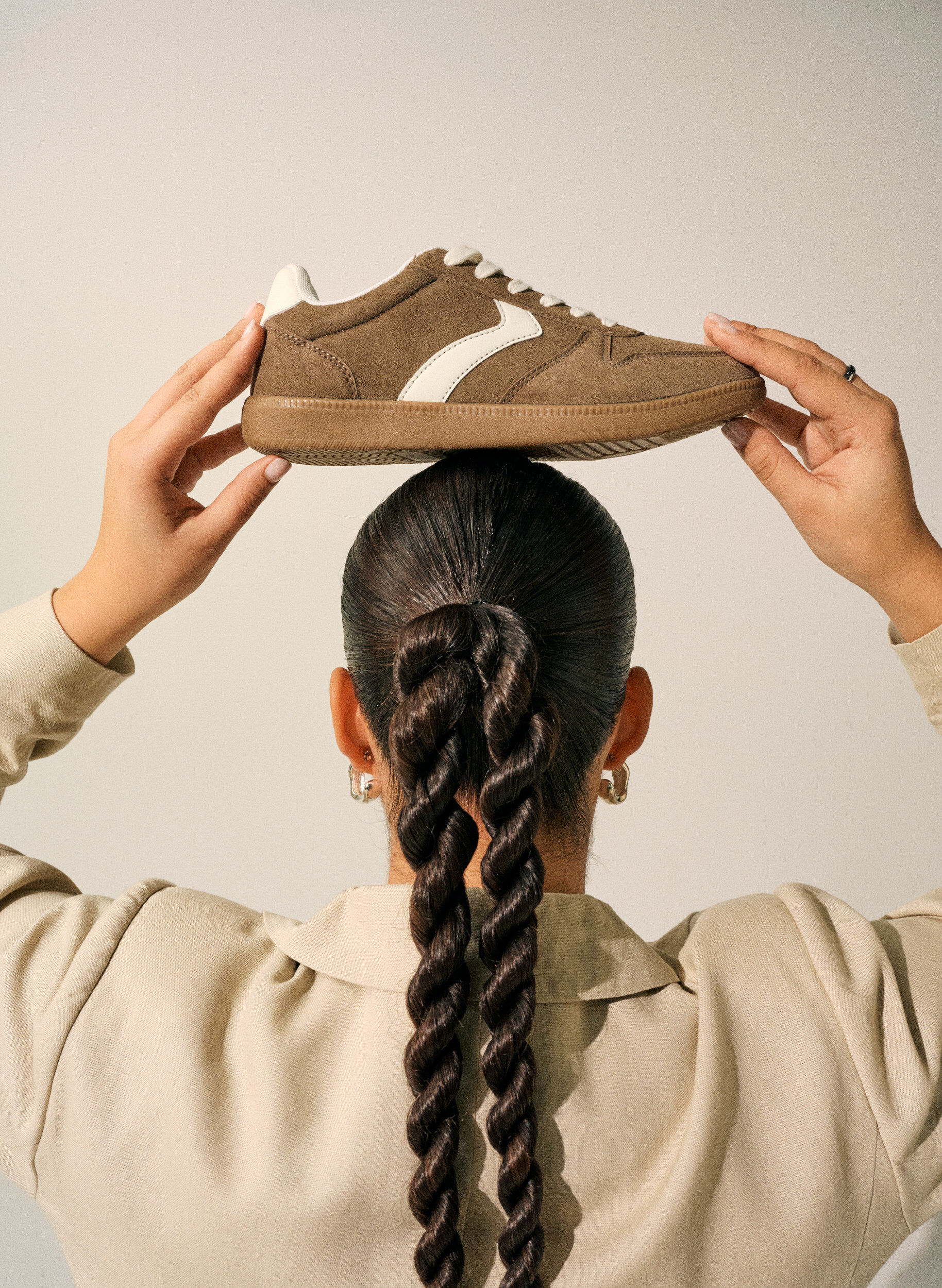 Zizzi Baskets en faux daim, Marron, Image image number 0