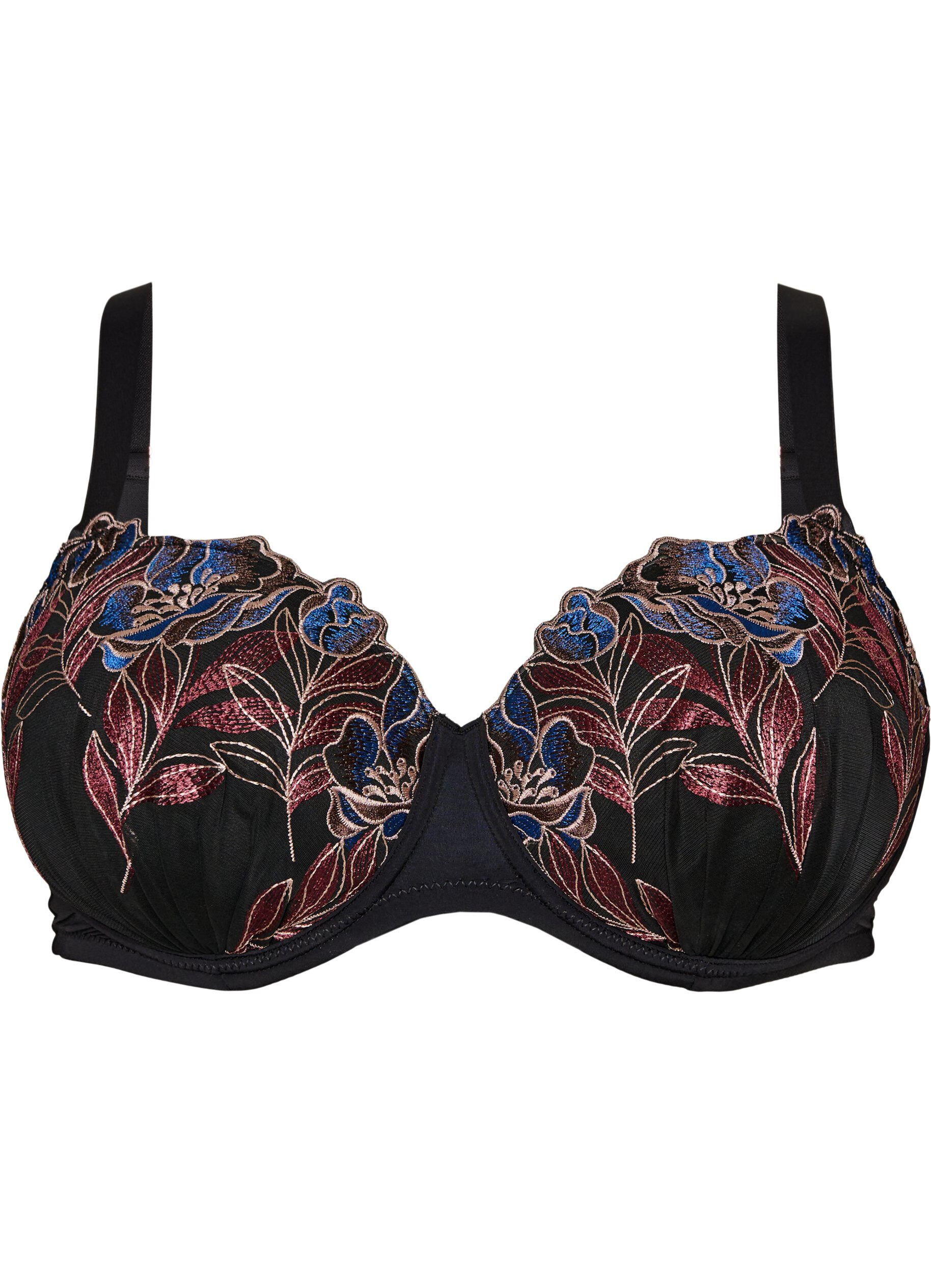 ZizziSoutien-gorge moul&eacute; avec broderie florale, Noir, Packshot image number 0