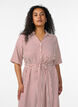 Robe-chemise longue jusqu&rsquo;aux chevilles avec ceinture &agrave; nouer et rayures, Bordeaux, Model image number 2