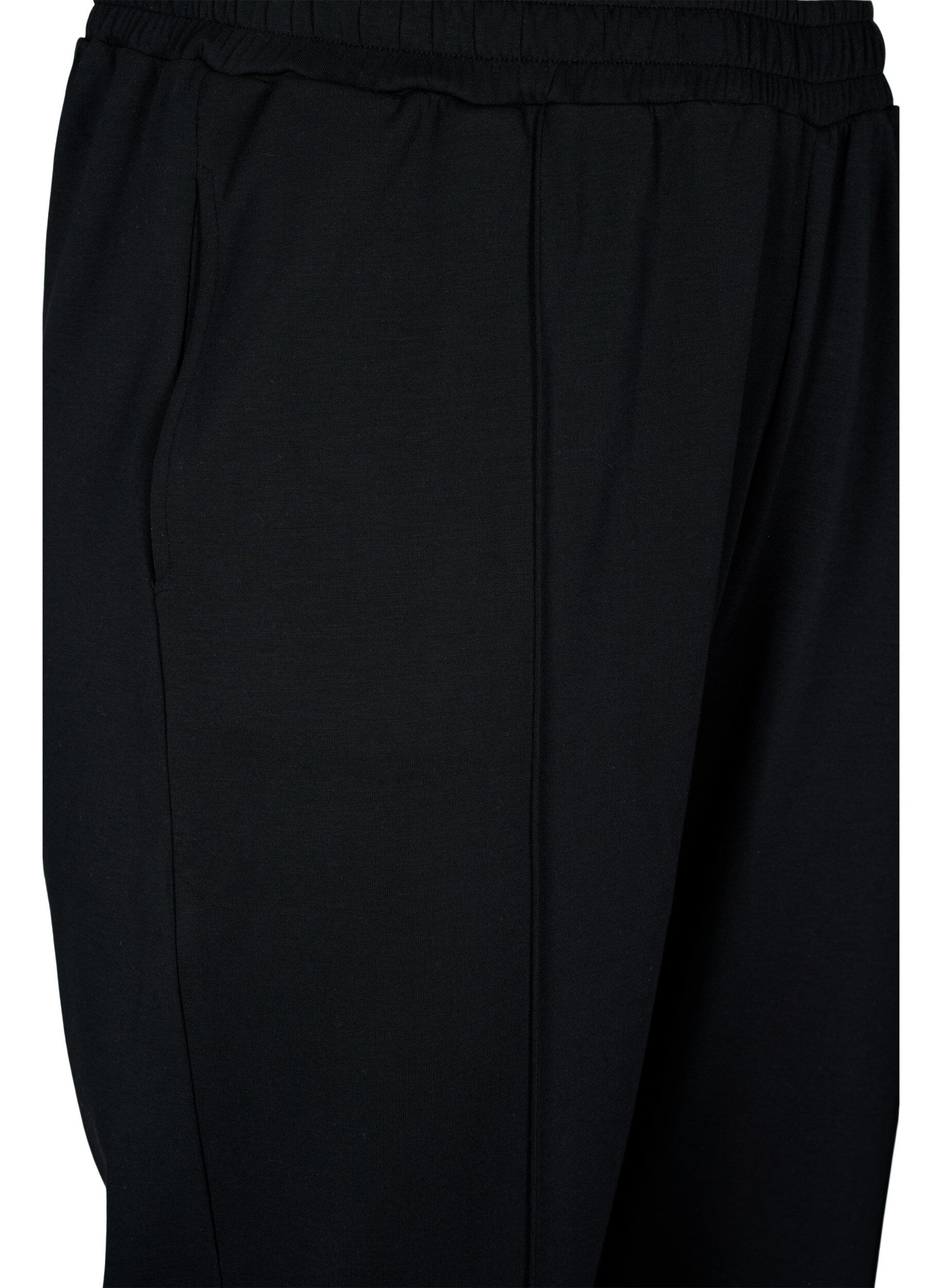 Zizzi Pantalon en m&eacute;lange de modal avec fente, Black, Packshot image number 2