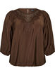 Blouse avec manches 3/4 et d&eacute;tails en dentelle, Marron, Packshot image number 0