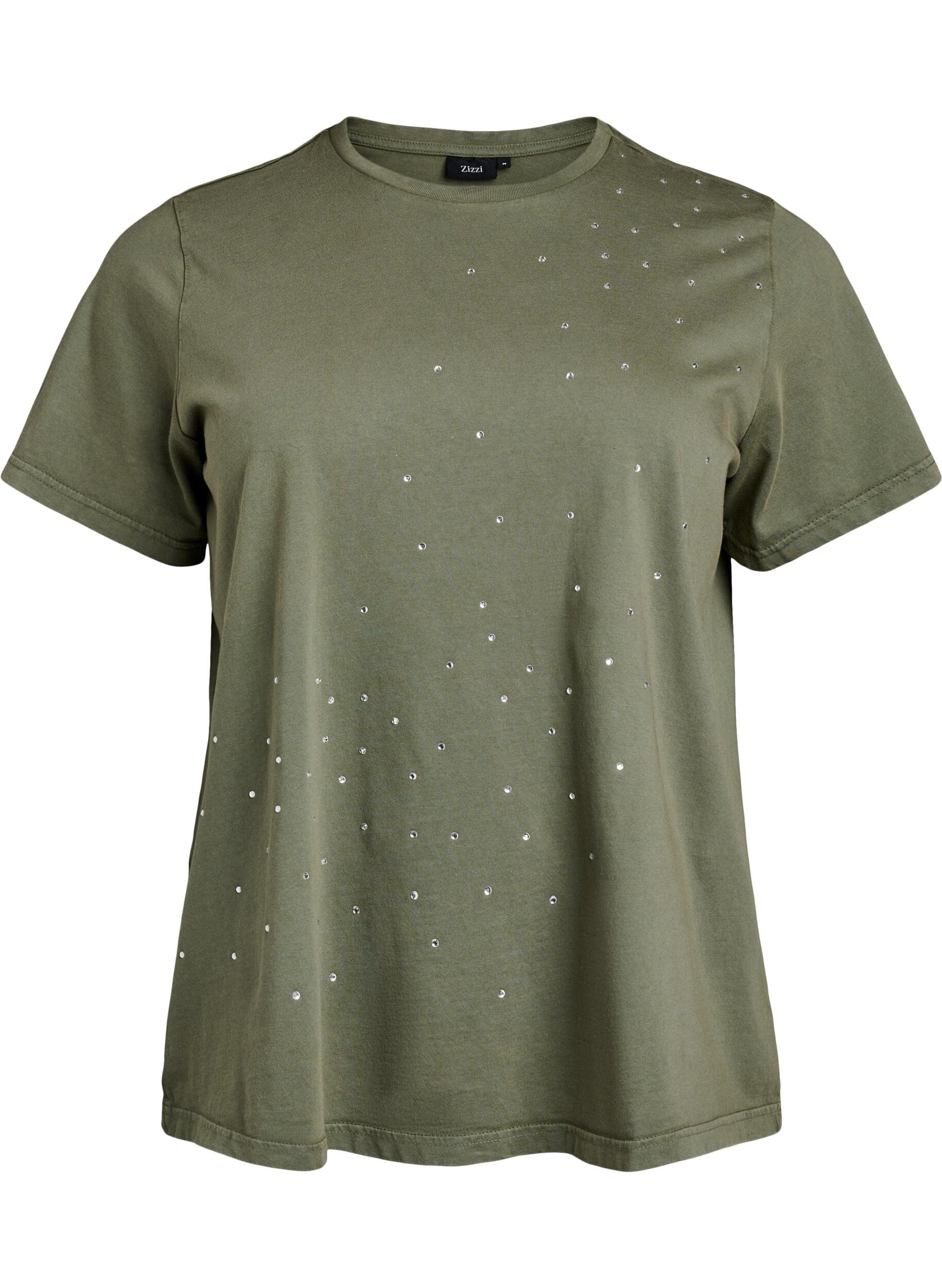 Zizzi T-shirt en coton biologique avec une impression cool, Vert, Packshot image number 0
