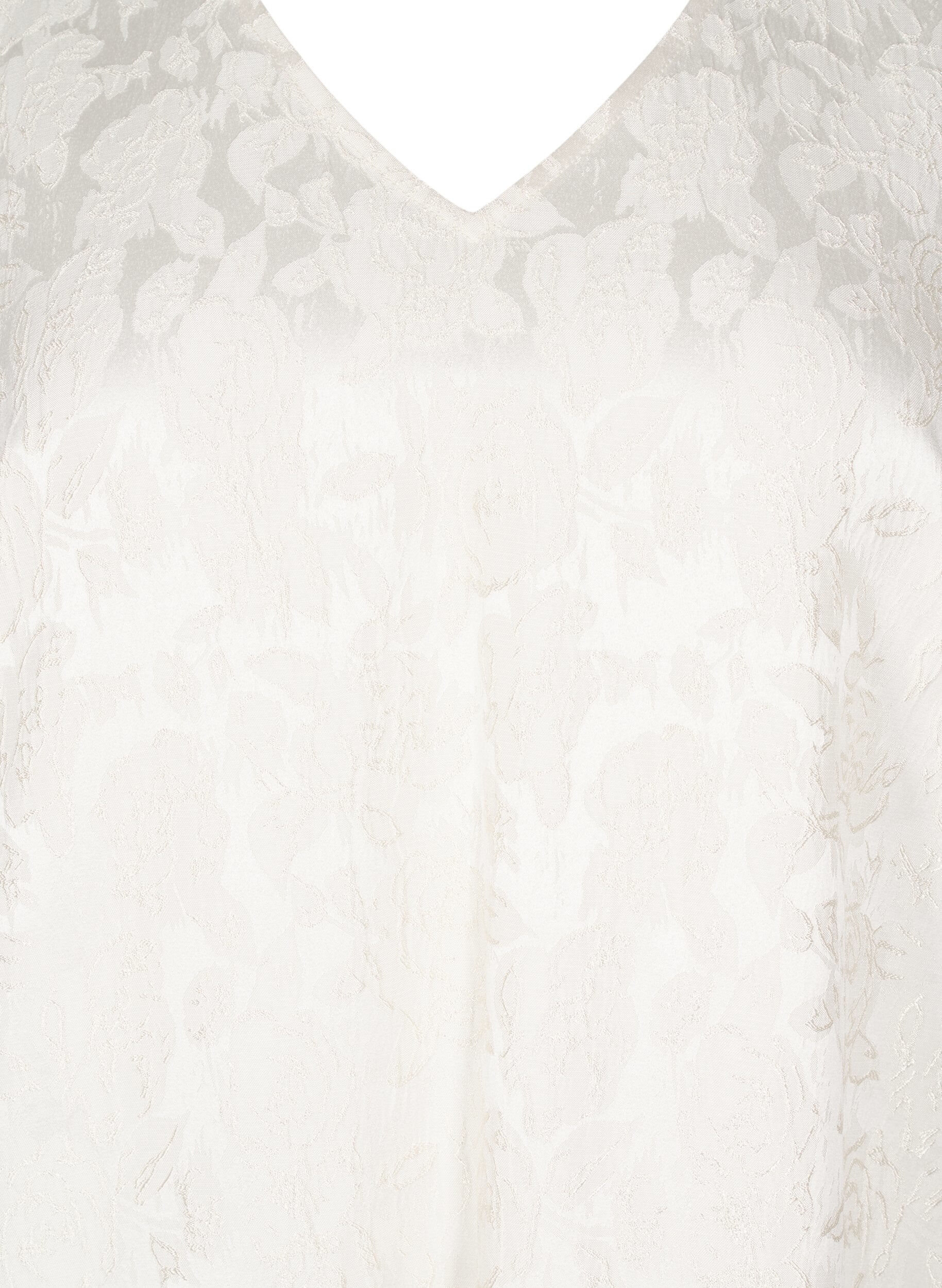 Zizzi Motif jacquard fleuri en ton sur ton, Whisper White, Packshot image number 2