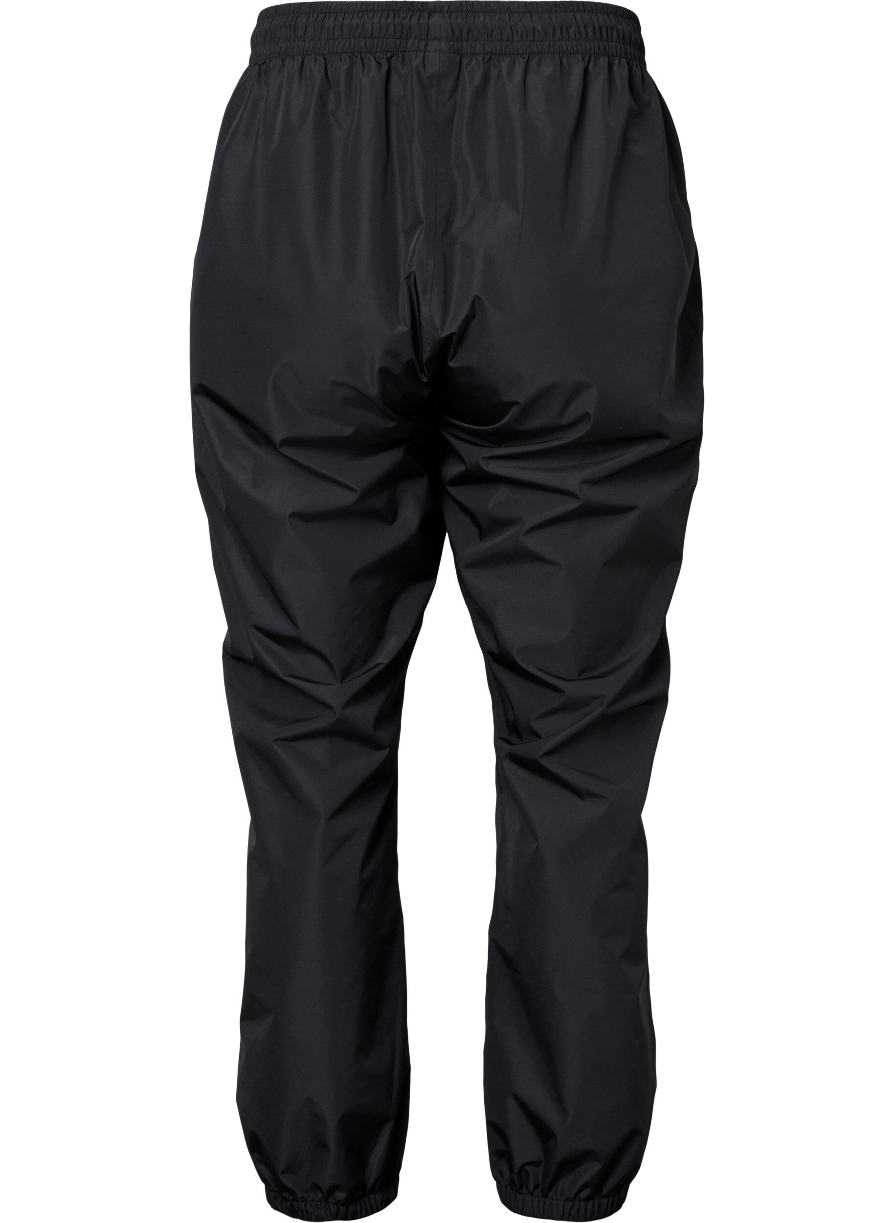 Zizzi Pantalon de pluie avec &eacute;lastique et cordon de serrage, Noir, Packshot image number 1