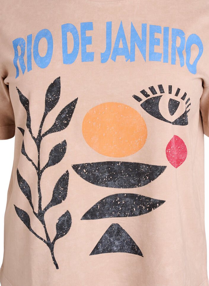 T-shirt en coton avec imprim&eacute; devant, Beige, Packshot image number 2