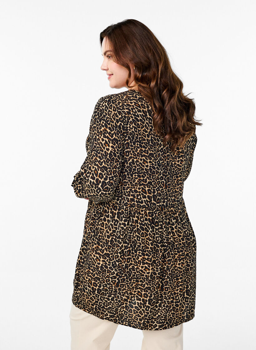 Tunique &agrave; manches longues avec couture, Marron, Model image number 2