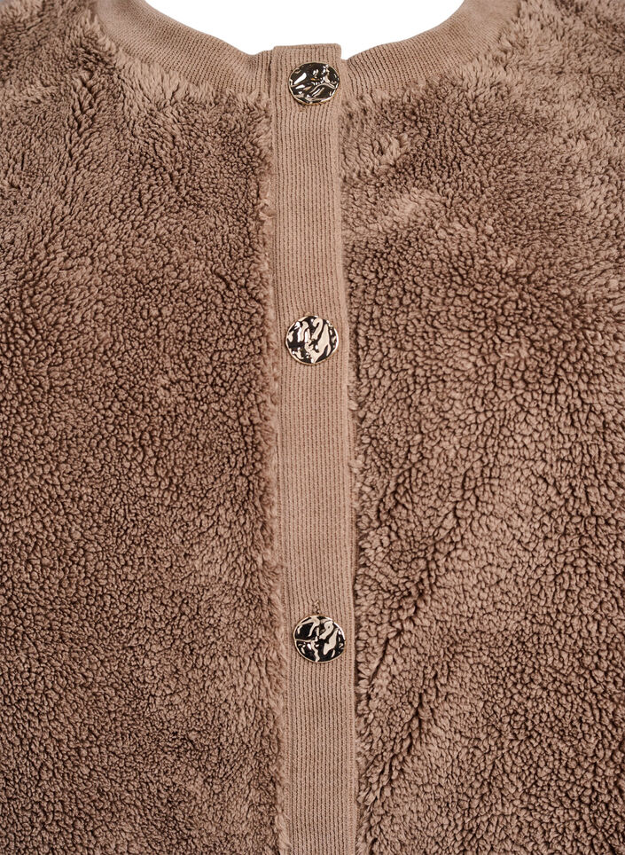 Cardigan teddy avec boutons décoratifs, Marron, Packshot image number 2
