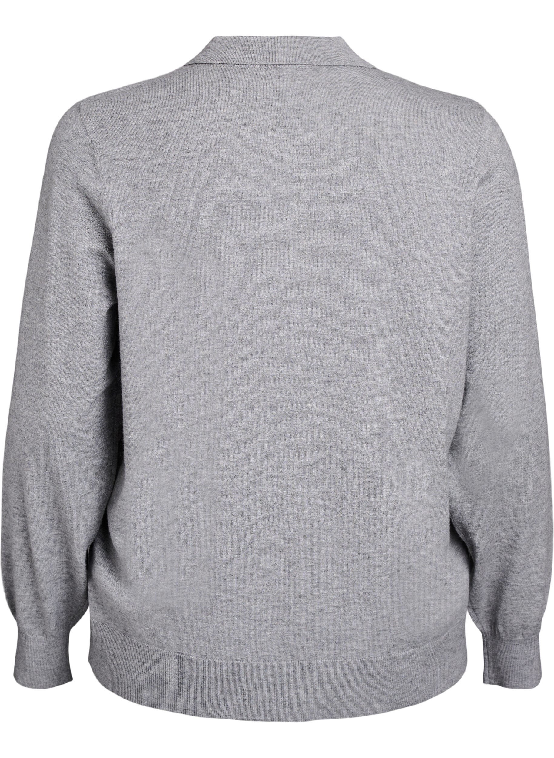 Zizzi Chemisier en maille avec col, Gris, Packshot image number 1