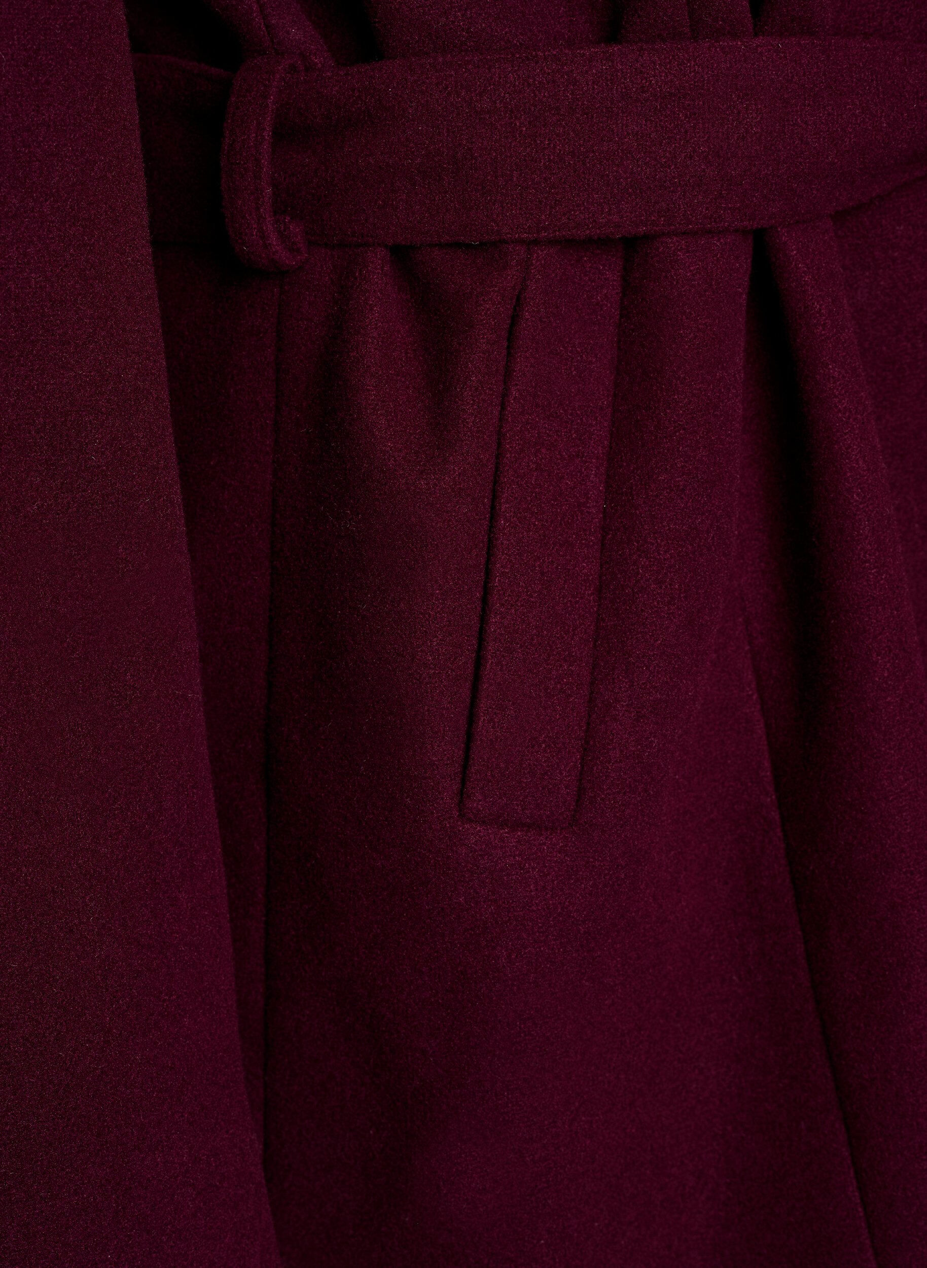 Zizzi Manteau court avec une ceinture, Bordeaux fonc&eacute;, Packshot image number 3