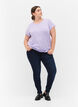 T-shirt &agrave; manches courtes en coton m&eacute;lang&eacute;, Violet, Model image number 1