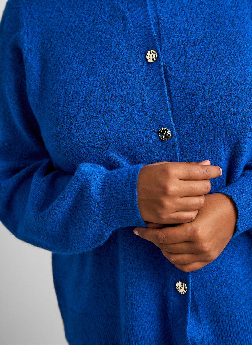 Cardigan en maille douce avec boutons dor&eacute;s, Turquoise, Model image number 3