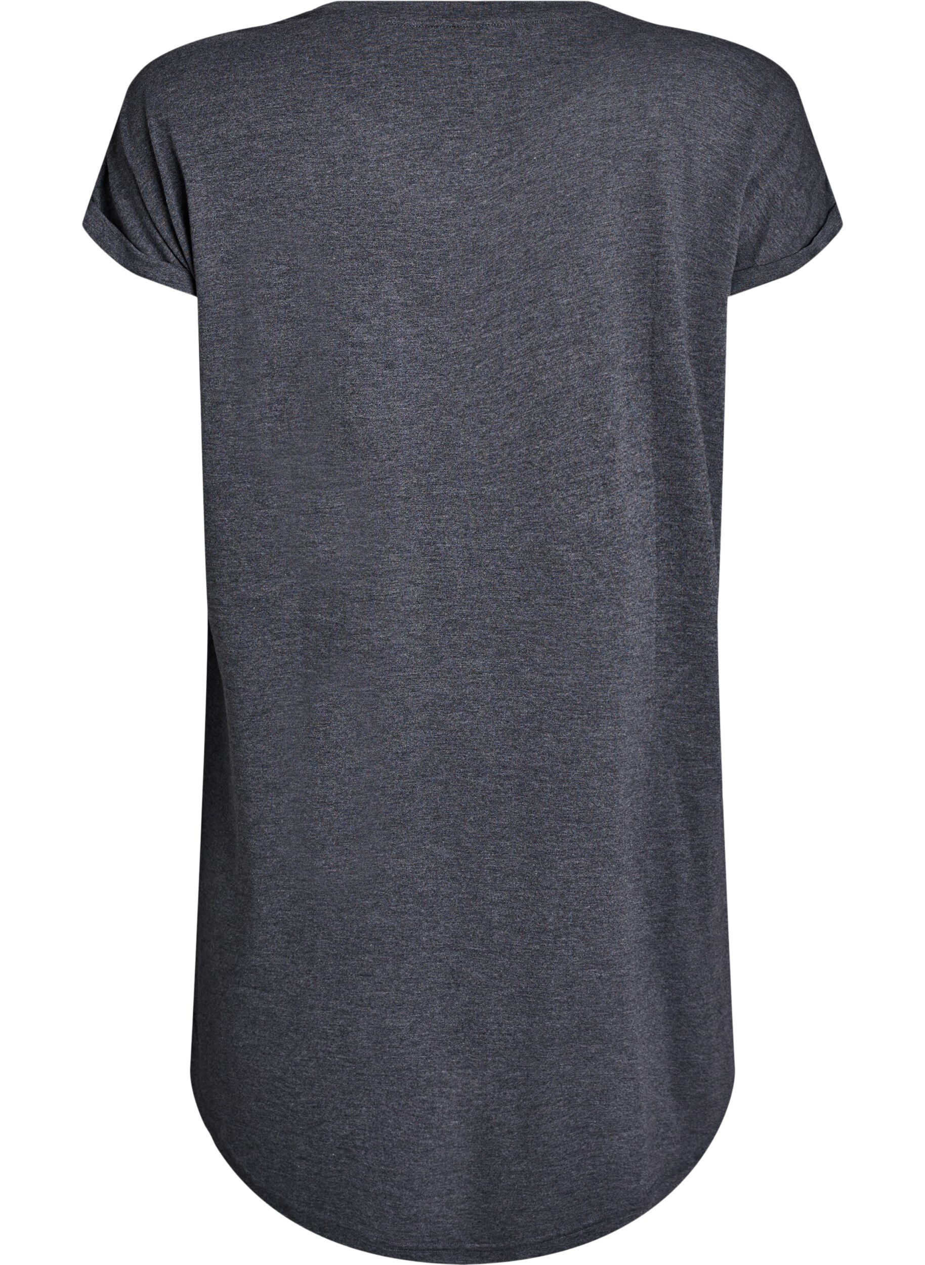 Zizzi Chemise de nuit &agrave; manches courtes avec imprim&eacute; de texte, Noir, Packshot image number 1