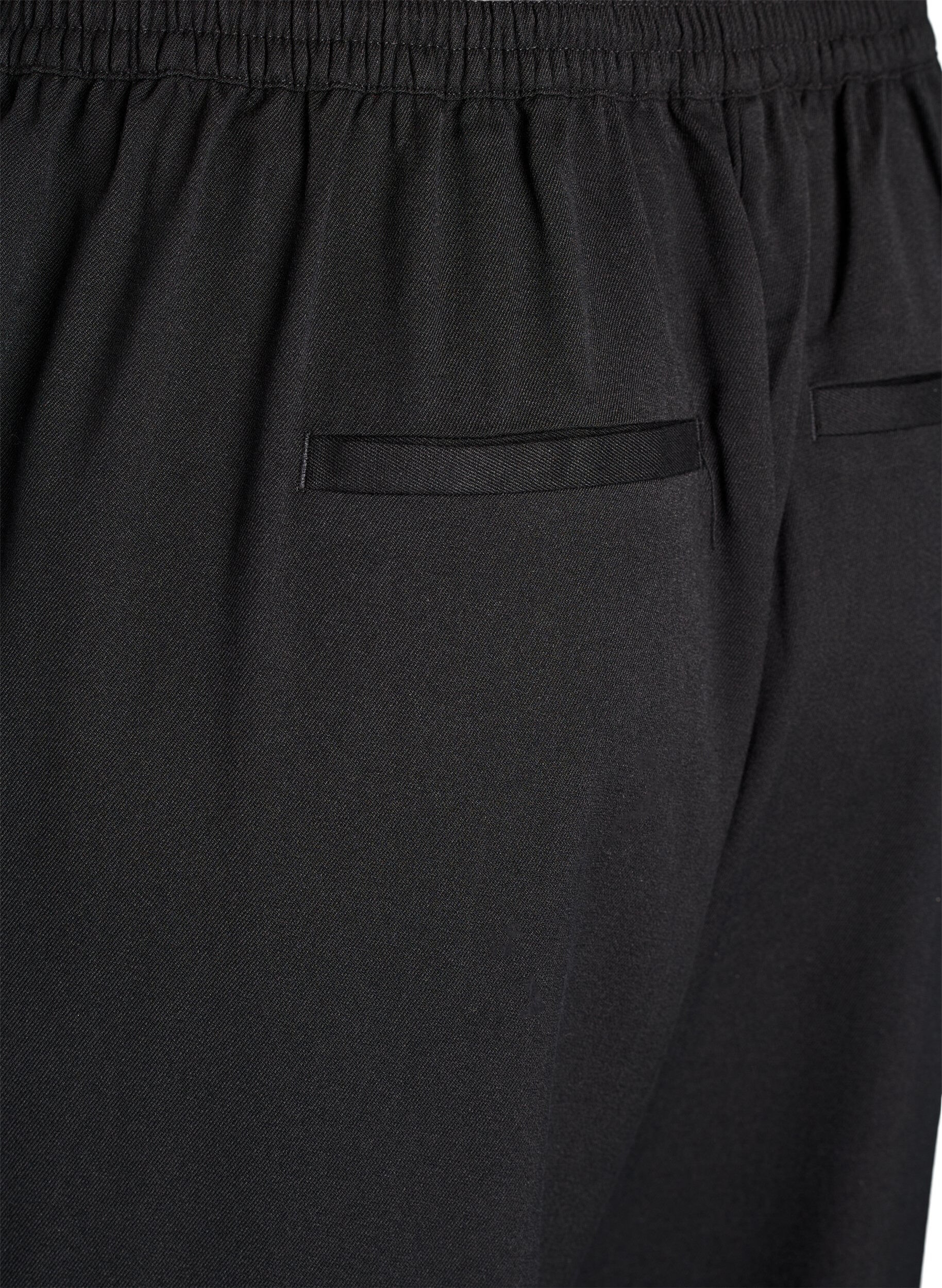 Zizzi Pantalon coupe ample taille haute, Noir, Packshot image number 3