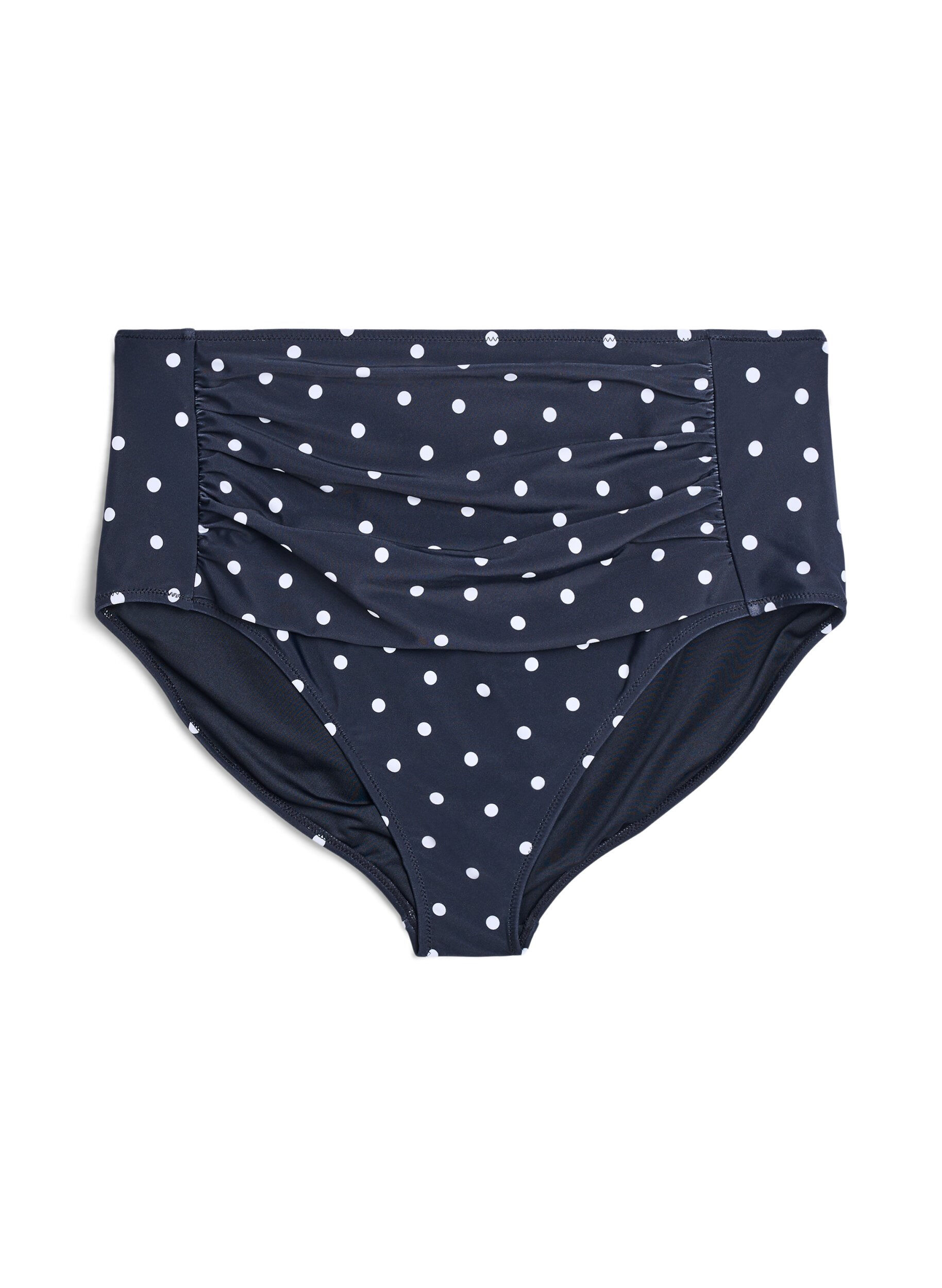 ZizziCulotte de bikini taille haute &agrave; pois, Noir, Packshot image number 0