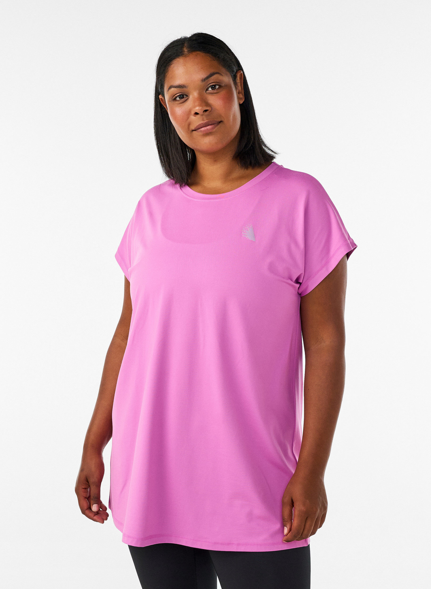 T-shirt long de sport, Rose, Model