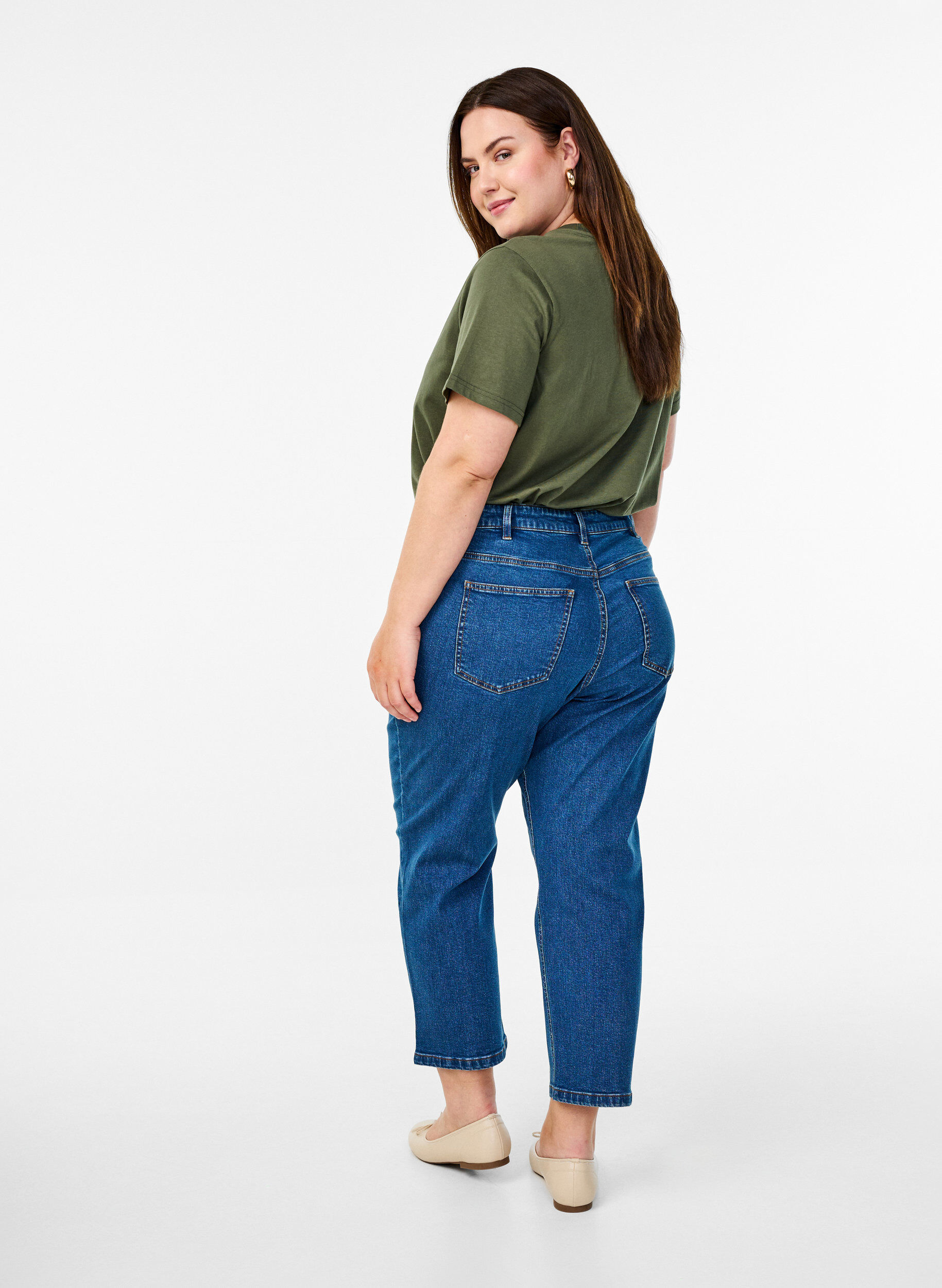 ZizziVera jeans cropped &agrave; coupe droite, Bleu, Model image number 1