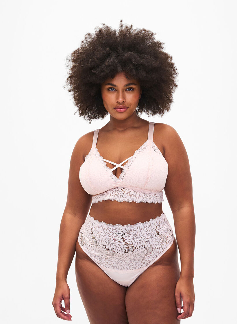 Bralette avec détail de cordon et rembourrage doux, Peach Blush, Model image number 3