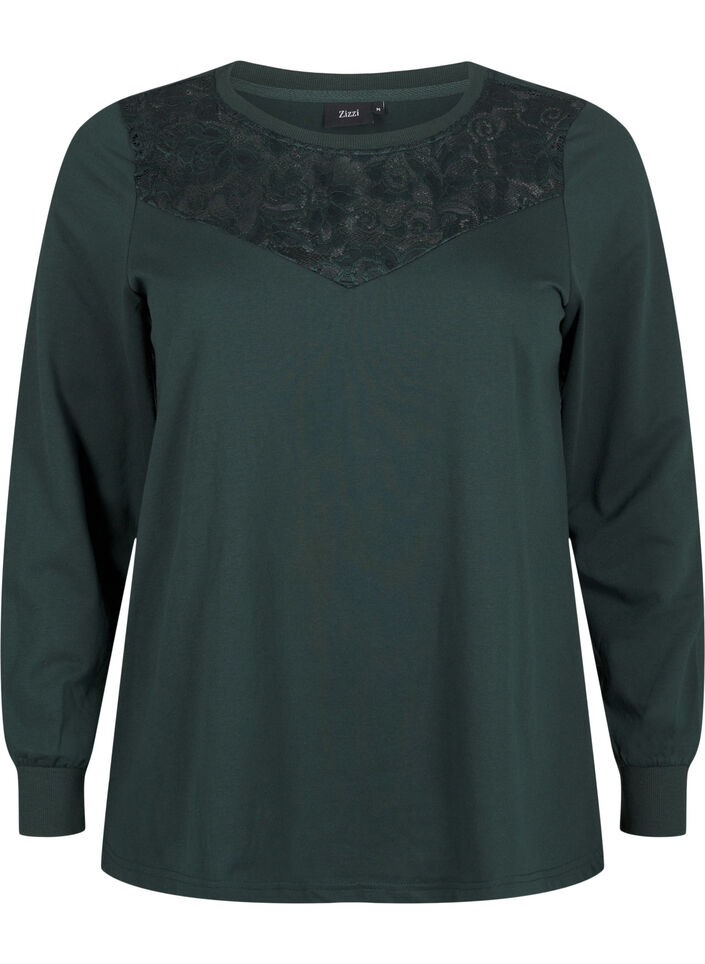 Sweatshirt avec ornements en dentelle, Scarab, Packshot image number 0