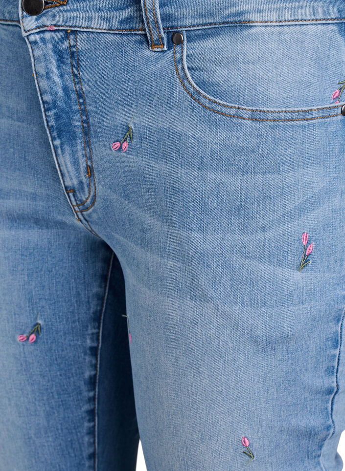 Jeans bootcut avec des fleurs brodées, Bleu Clair, Packshot image number 2