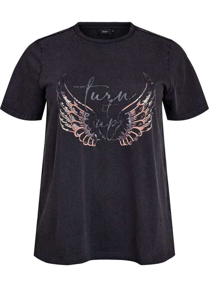 T-shirt en coton bio avec imprimé original, Gris, Packshot image number 0