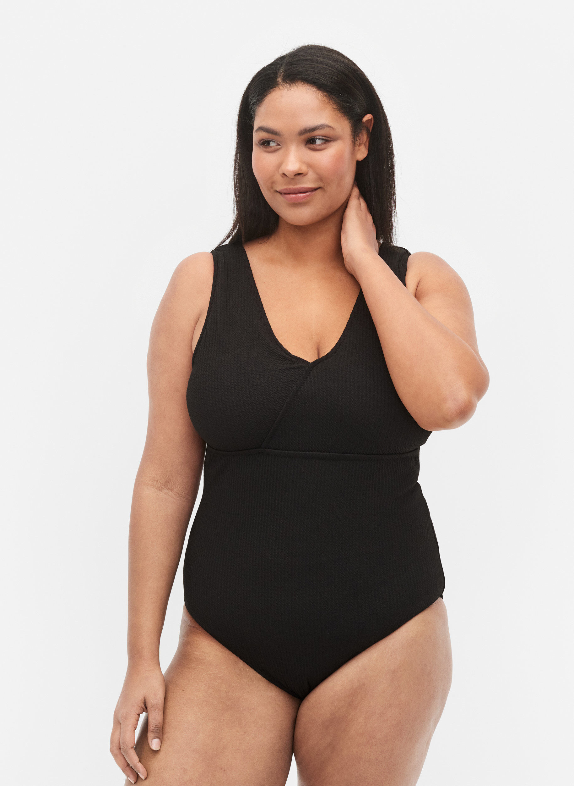 Zizzi Maillot de bain avec effet enveloppant, Black, Model image number 0