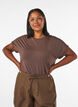 T-shirt en viscose &agrave; rayures paillet&eacute;es, Marron, Model image number 0