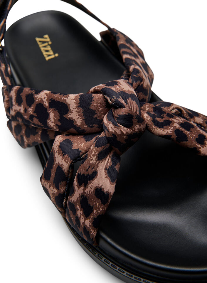 Large - Sandale avec d&eacute;tail n&oelig;ud, Marron, Packshot image number 3