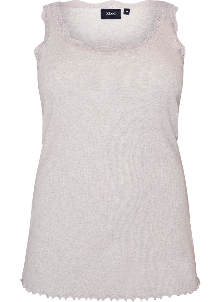 Top c&ocirc;tel&eacute; avec dentelle, Gris clair, Packshot image number 0