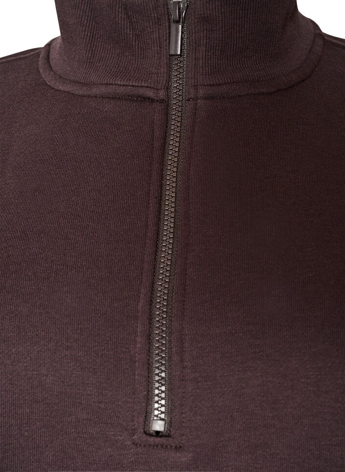 Robe sweat avec col montant c&ocirc;tel&eacute; et zip, Marron, Packshot image number 2