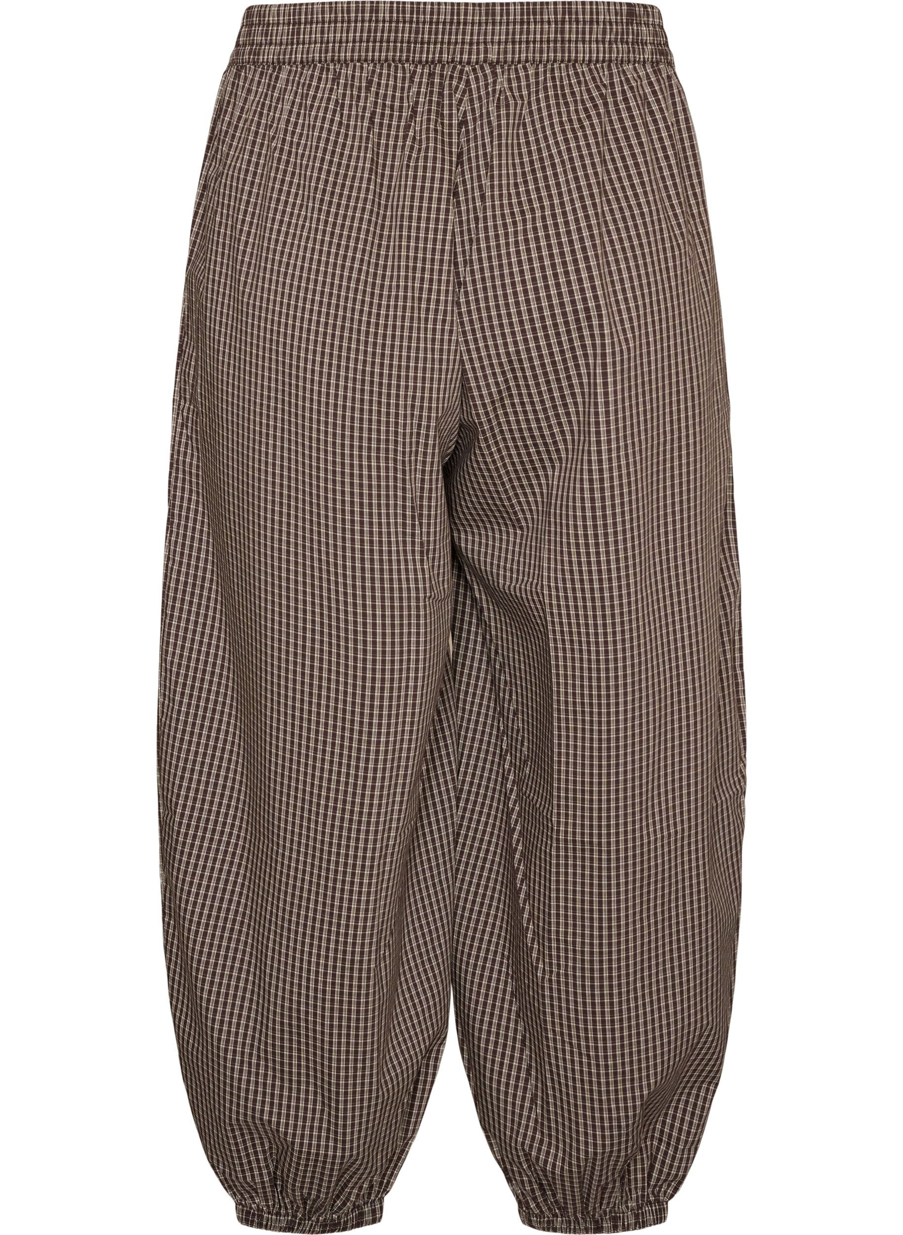 ZizziPantalon ballon &agrave; taille haute et imprim&eacute; int&eacute;gral, Marron, Packshot image number 1