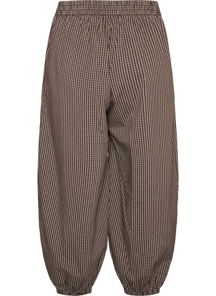 Pantalon ballon &agrave; taille haute et imprim&eacute; int&eacute;gral, Marron, Packshot image number 1