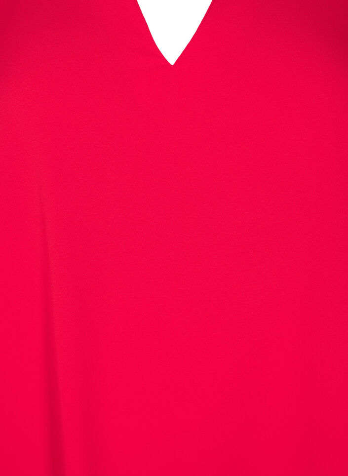 Chemisier à manches courtes et à col en V, Rouge, Packshot image number 2