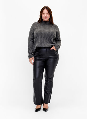 Jeans Ellen enduits avec coupe bootcut, Black, Model image number 0