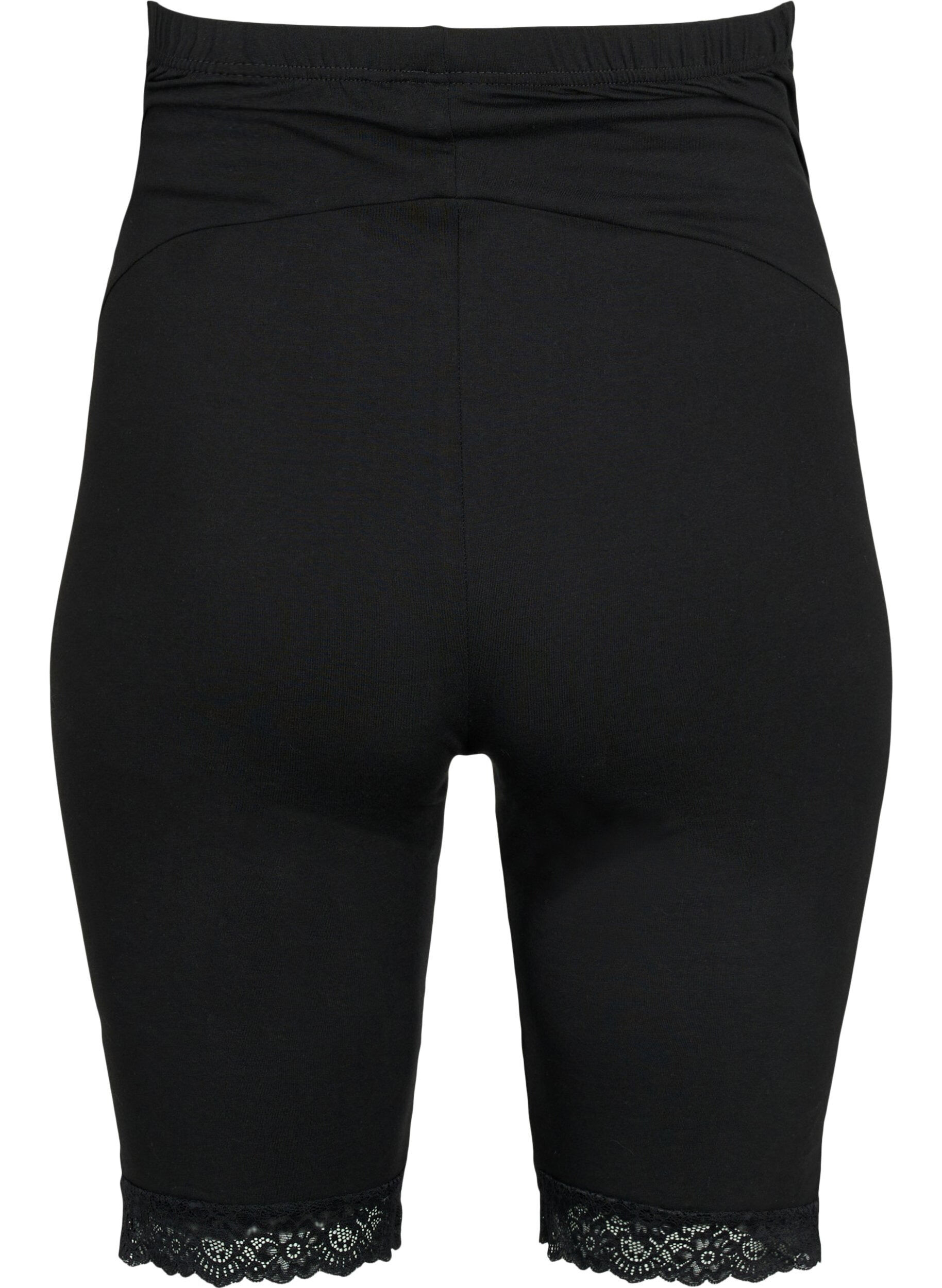 Zizzi Short cycliste de grossesse avec bordure en dentelle, Black, Packshot image number 1