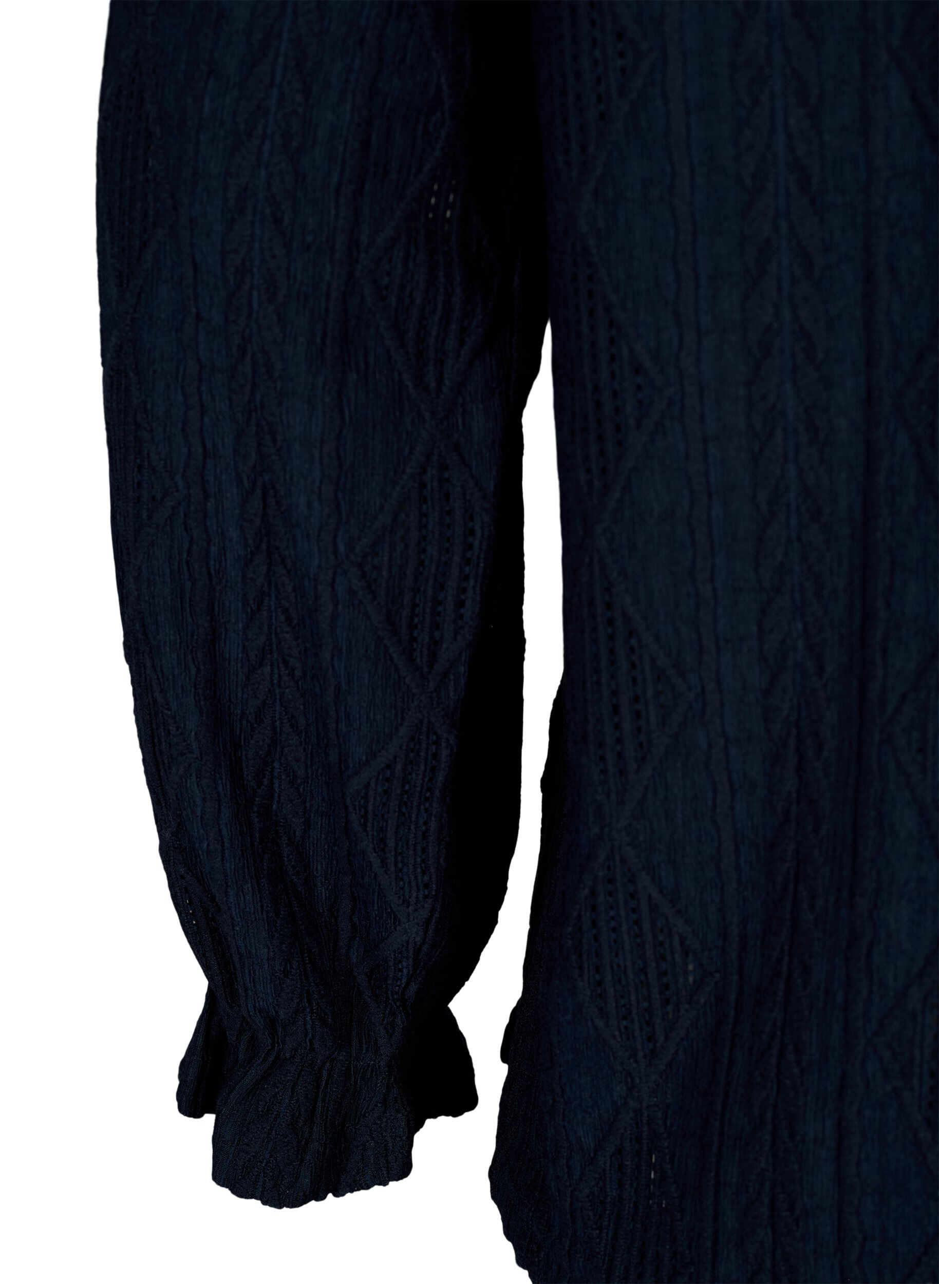 Zizzi Chemisier avec d&eacute;tails de volants et motif ton sur ton, Night Sky, Packshot image number 3