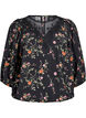 Blouse avec manches 3/4 et d&eacute;tails en dentelle, Noir, Packshot image number 0