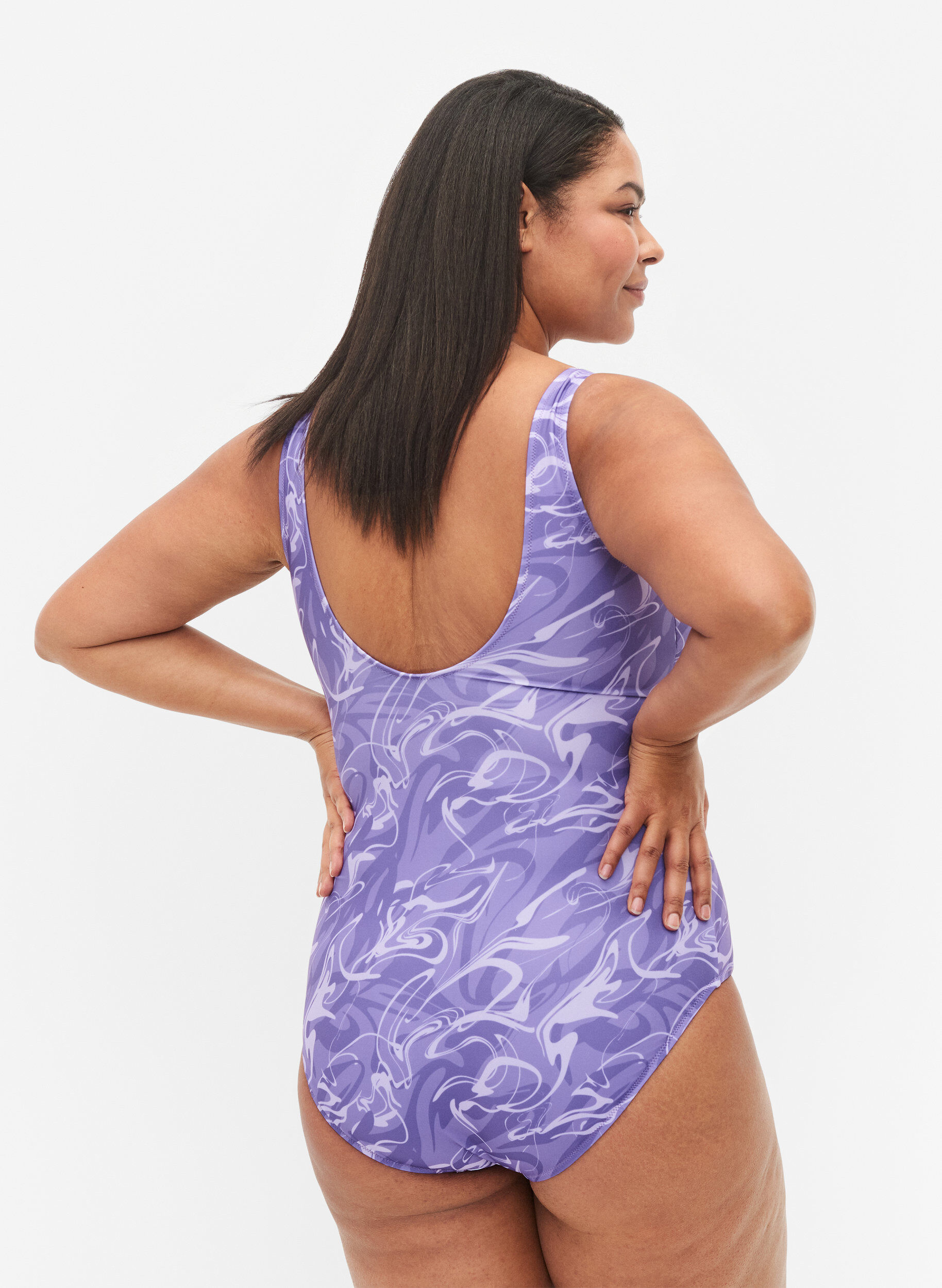 Zizzi Maillot de bain avec imprim&eacute;, Swirl Print, Model image number 1