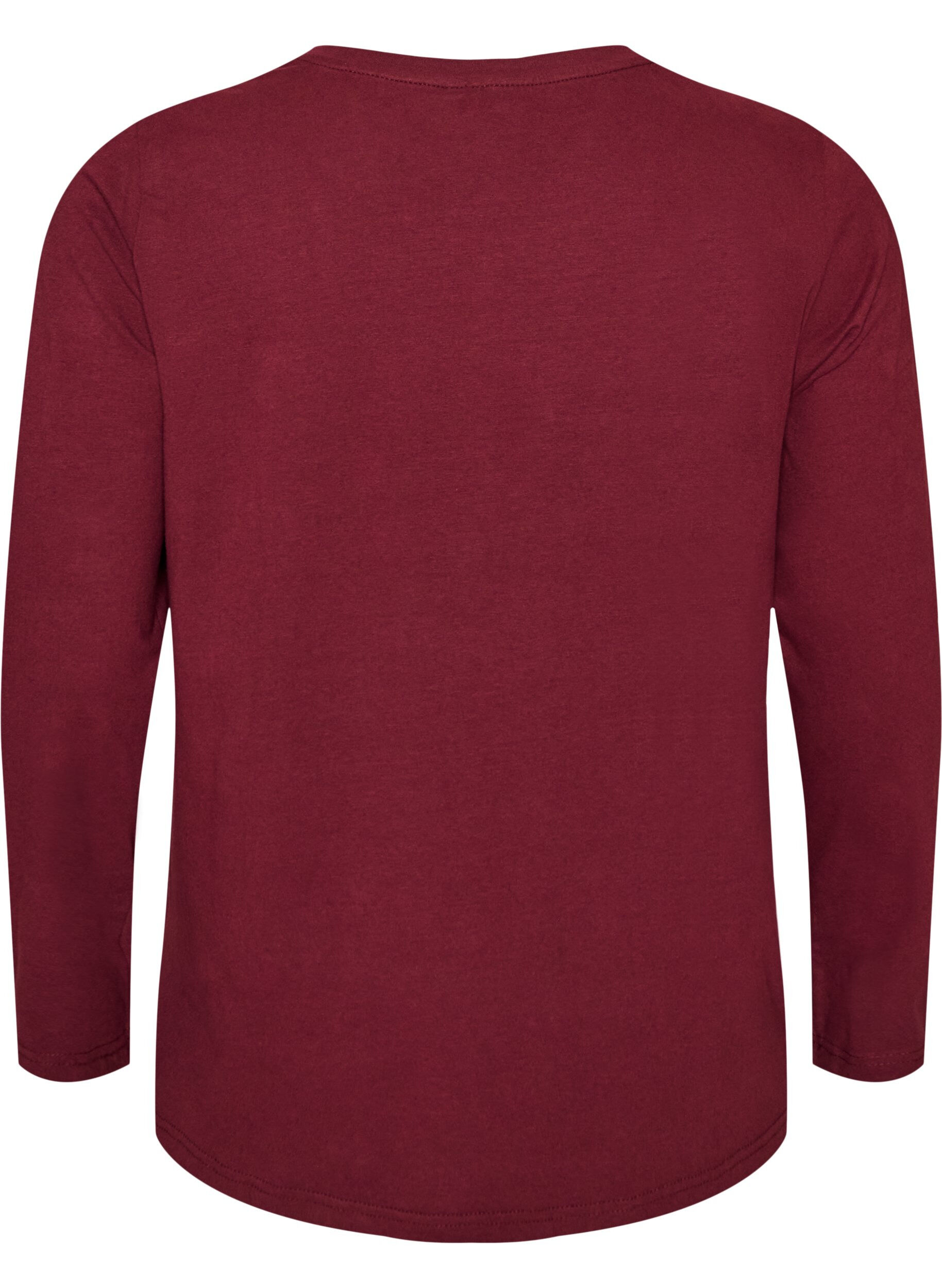 ZizziBlouse basique en jersey &agrave; manches longues, Bordeaux, Packshot image number 1