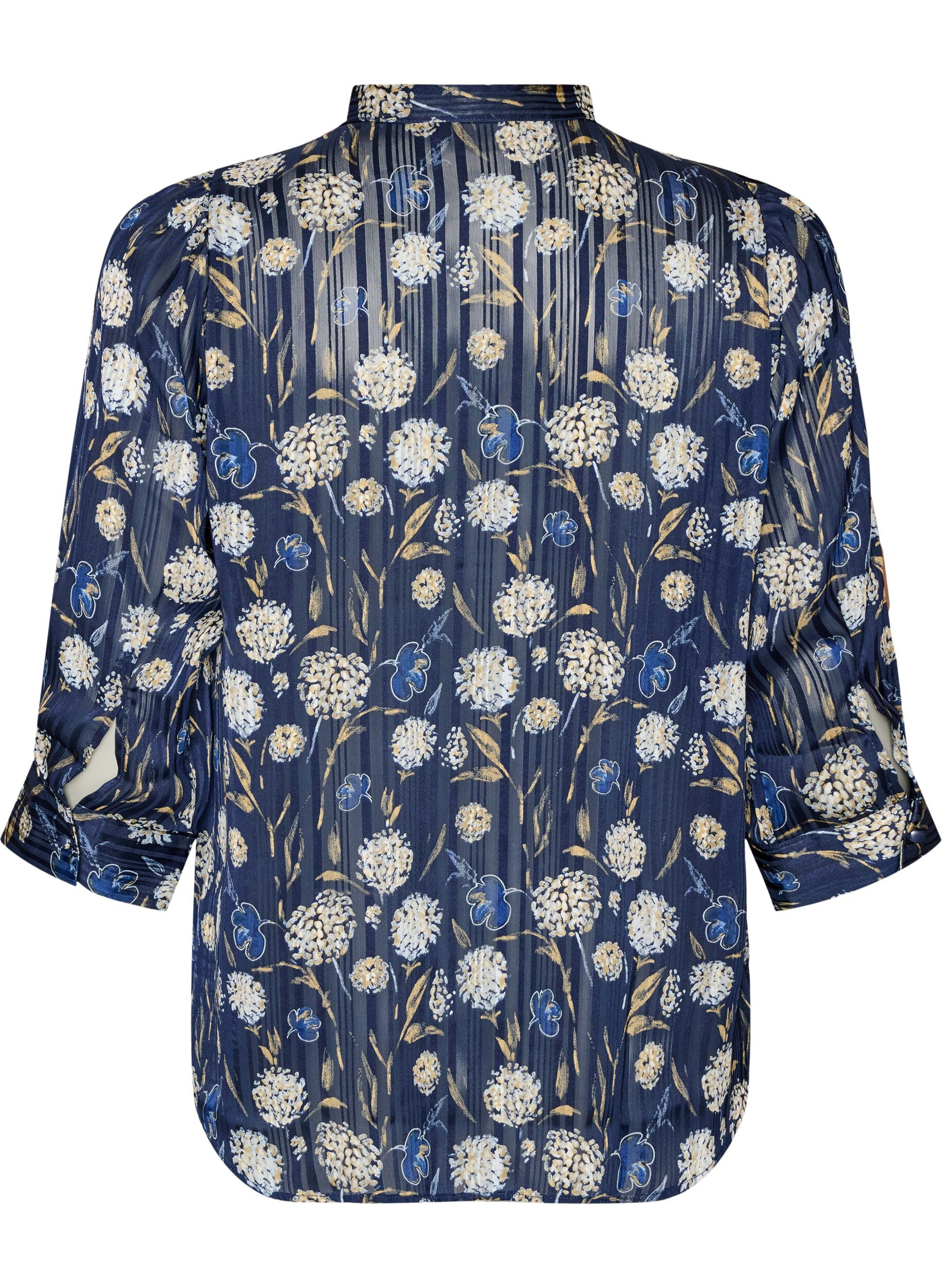 ZizziChemise &agrave; motifs avec col montant et manches 3/4, Bleu, Packshot image number 1