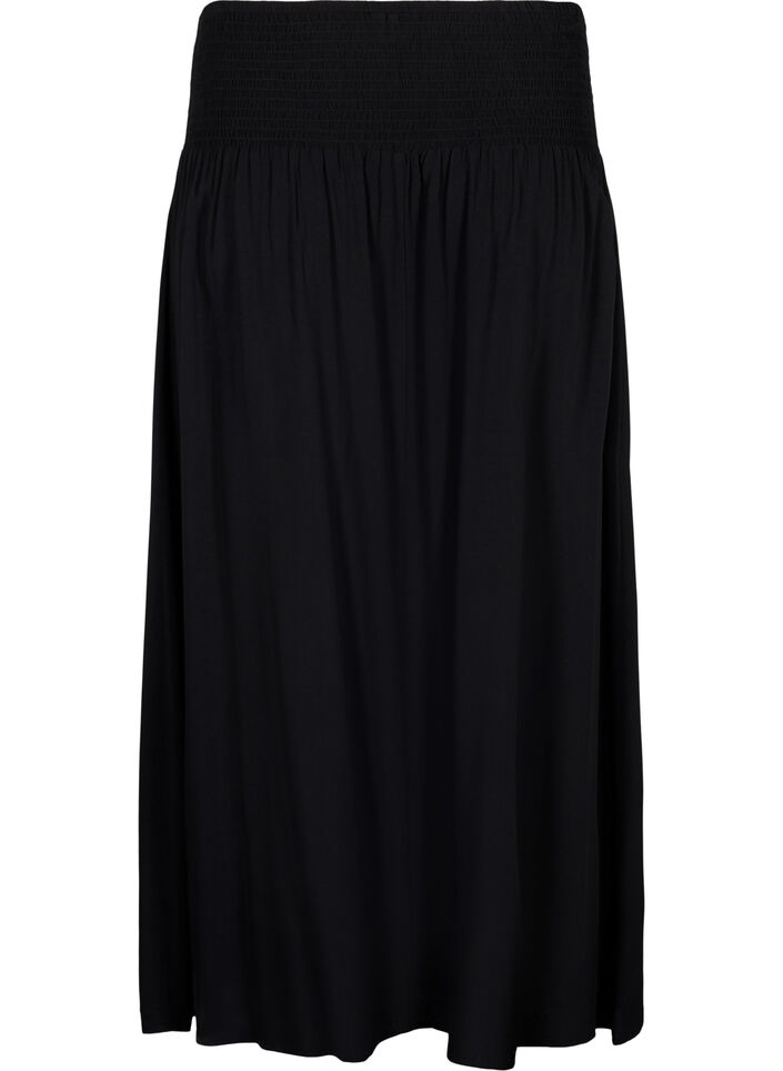 Jupe longue en viscose avec smocks, Noir, Packshot image number 1