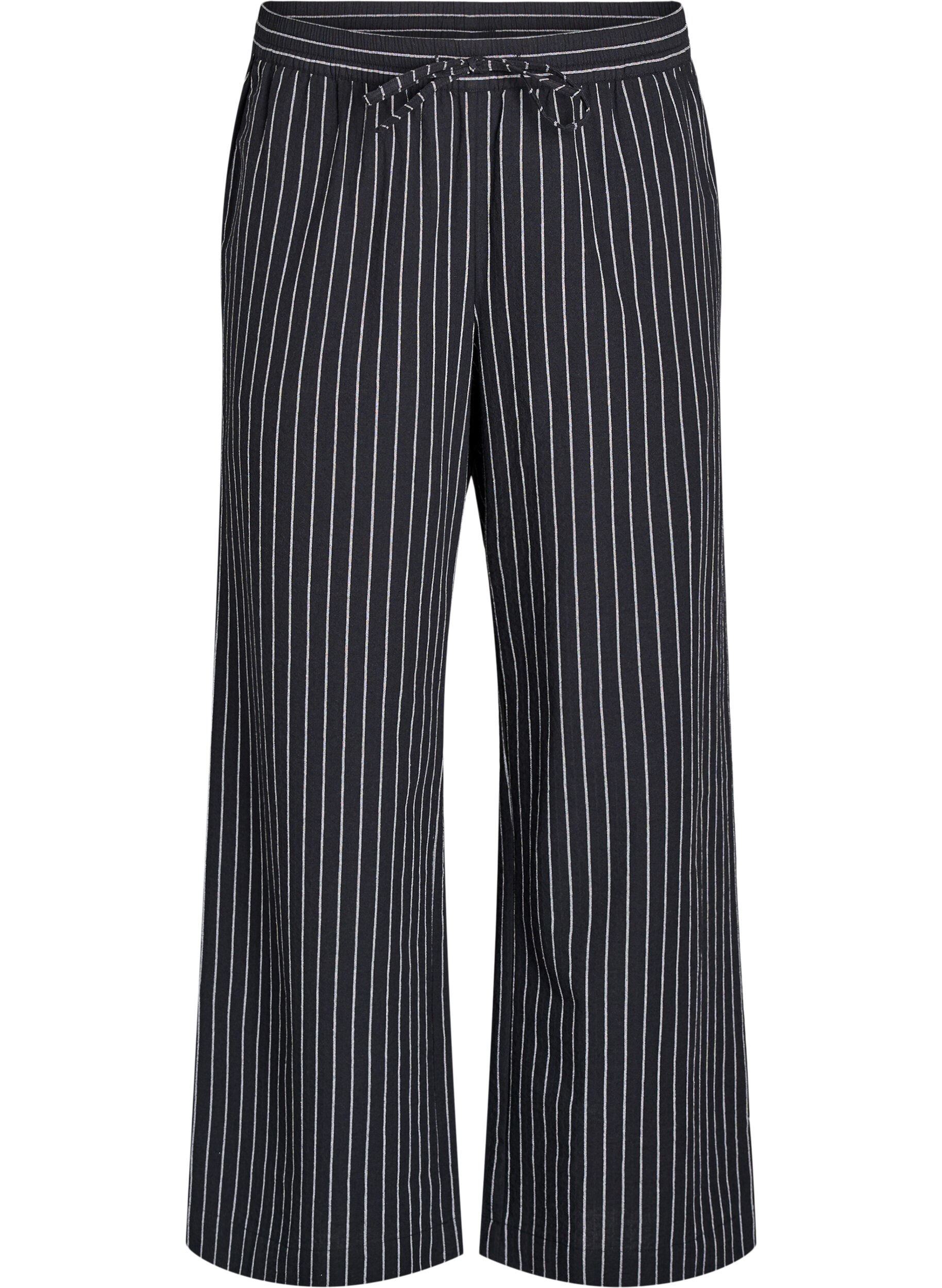 Zizzi Pantalon ample avec taille haute et poches, Noir, Packshot image number 0